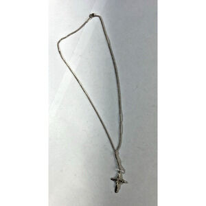 925 ASW SILVER ORNATE CROSS NECKLACE AND‎ PENDENT 11" FAITH